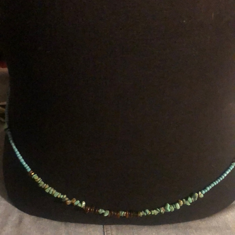 Turquoise with brown stone tiger bone beads